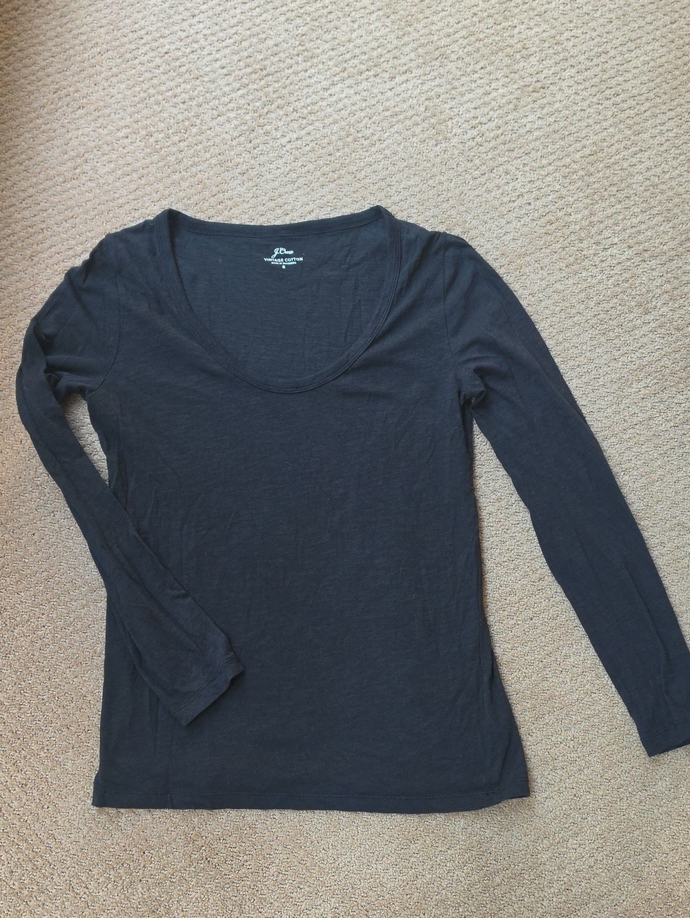 J. Crew Black Vintage Cotton Long-Sleeve Scoop Neck Tee